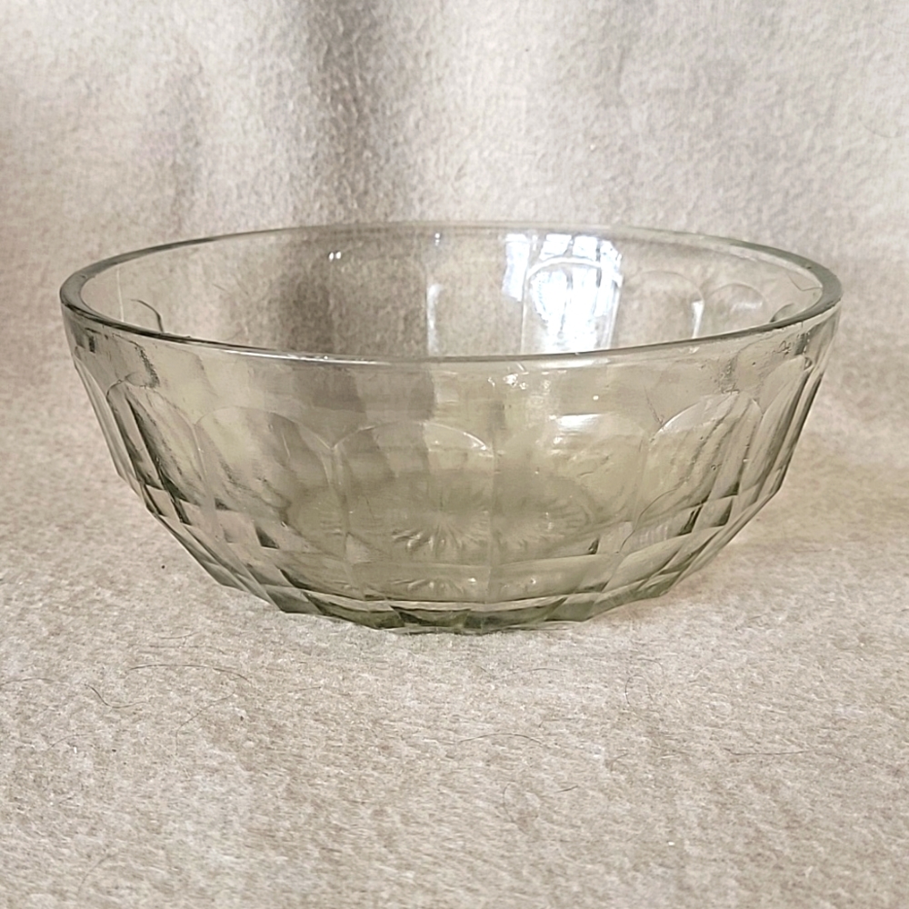 Clear Block Optic Depression Glass Bowl 7 1/2"